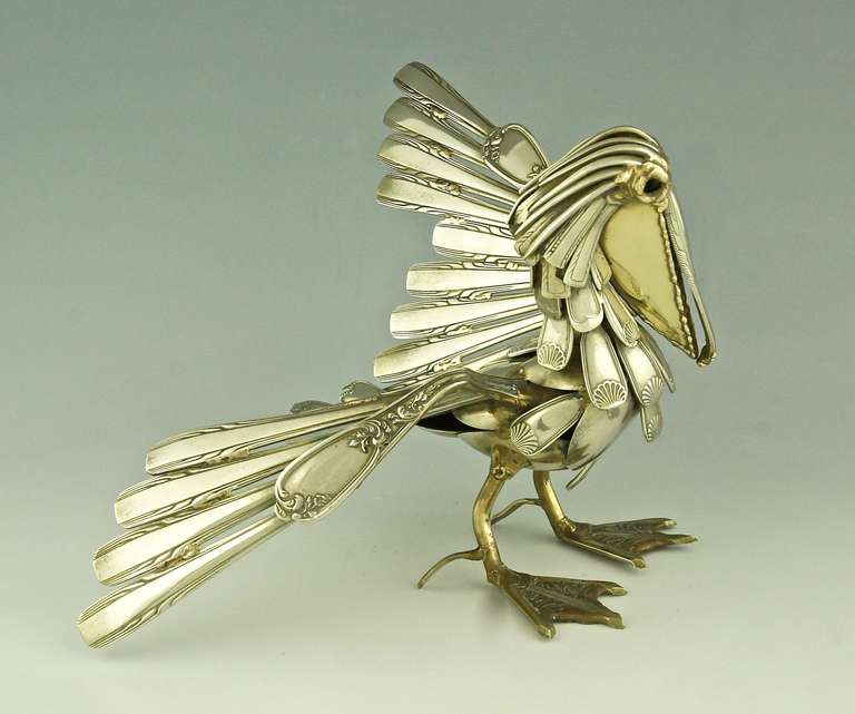 20th Century Large Sculpture of a Pelican by Gerard Bouvier, France 1975/1980