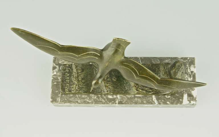 Art Deco Bronze Sculpture of a Seagull by G. Garreau 1925 1