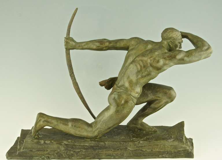 French Bronze Art Deco Sculpture - The Archer by Pierre Le Faguays, France 1930