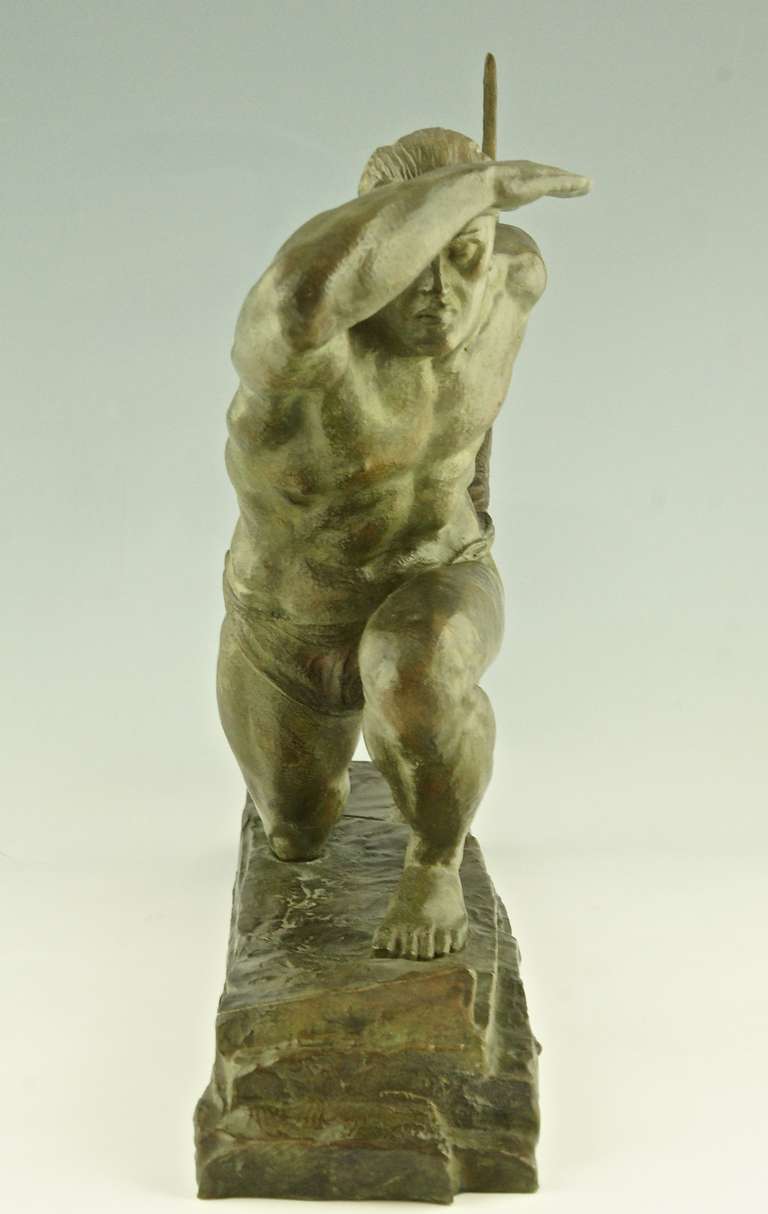 Mid-20th Century Bronze Art Deco Sculpture - The Archer by Pierre Le Faguays, France 1930