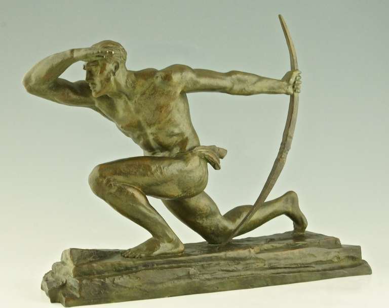 Bronze Art Deco Sculpture - The Archer by Pierre Le Faguays, France 1930 1