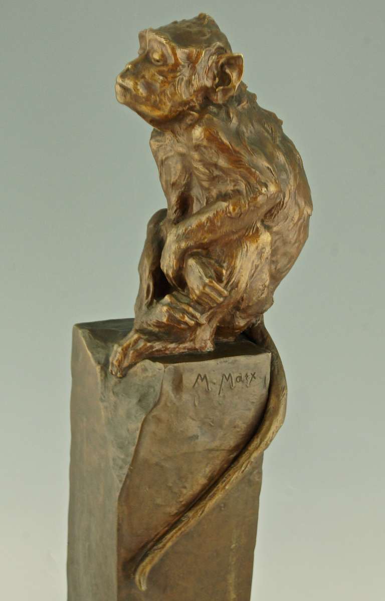French Impressive Bronze Sculpture of a Monkey by Maurice Marx, Goldscheider, 1900