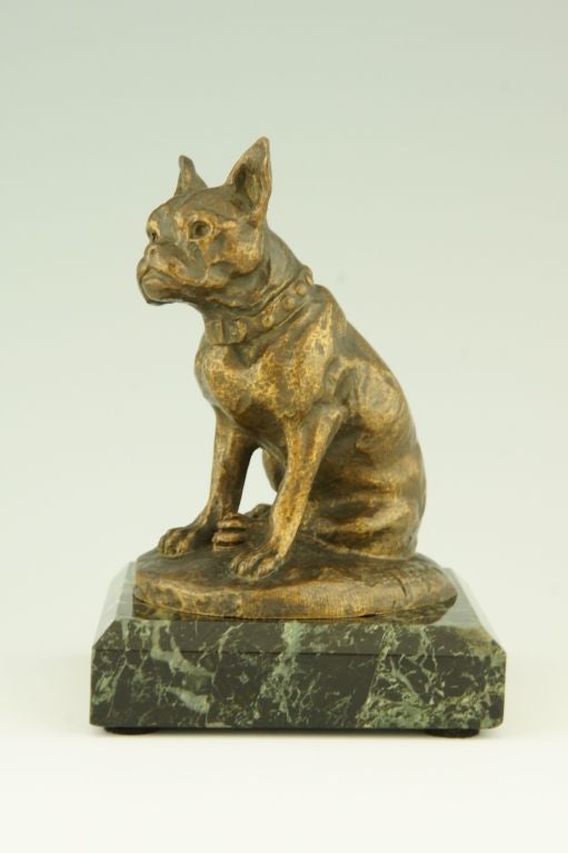 Art Deco Antique Bronze Sculpture of a French Bulldog by A. Laplanche