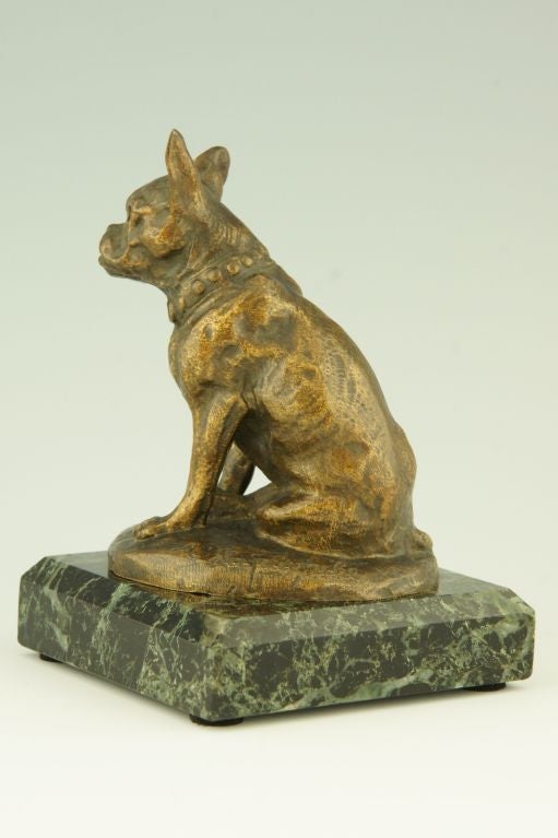 Antique Bronze Sculpture of a French Bulldog by A. Laplanche In Good Condition In Antwerp, BE
