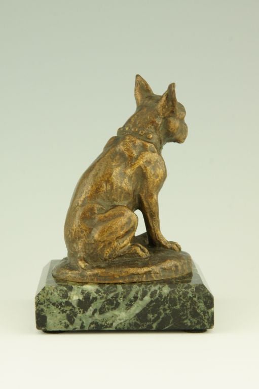 Antique Bronze Sculpture of a French Bulldog by A. Laplanche 1