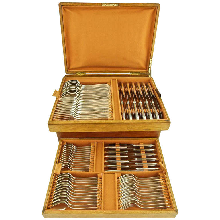 Art Deco 92 Piece Silver Plated Cutlery Set by Argental