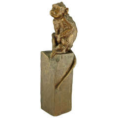 Impressive Bronze Sculpture of a Monkey by Maurice Marx, Goldscheider, 1900