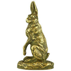 Antique Bronze Sculpture of a Sitting Hare by Alfred Dubucand, France 1880