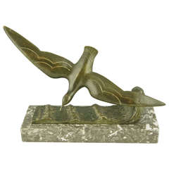 Art-Deco-Bronze-Skulptur einer Möwe von G. Garreau 1925