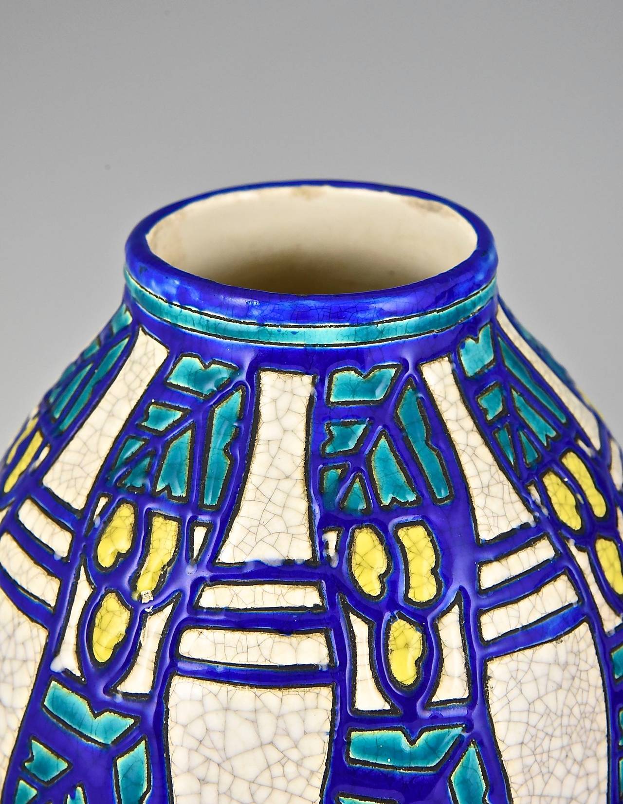 Pair of Art Deco vases by Charles Catteau for Boch Freres, Belgium 1925