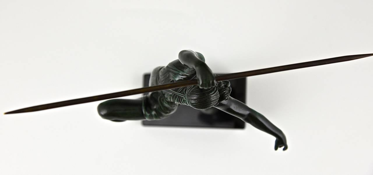 20th Century French Art Deco Sculpture by Fayral, Female Javelin Thrower, 1935