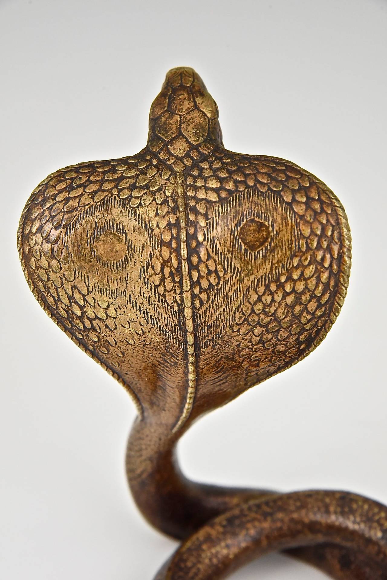 Patinated Antique Vienna Bronze Cobra Signed 