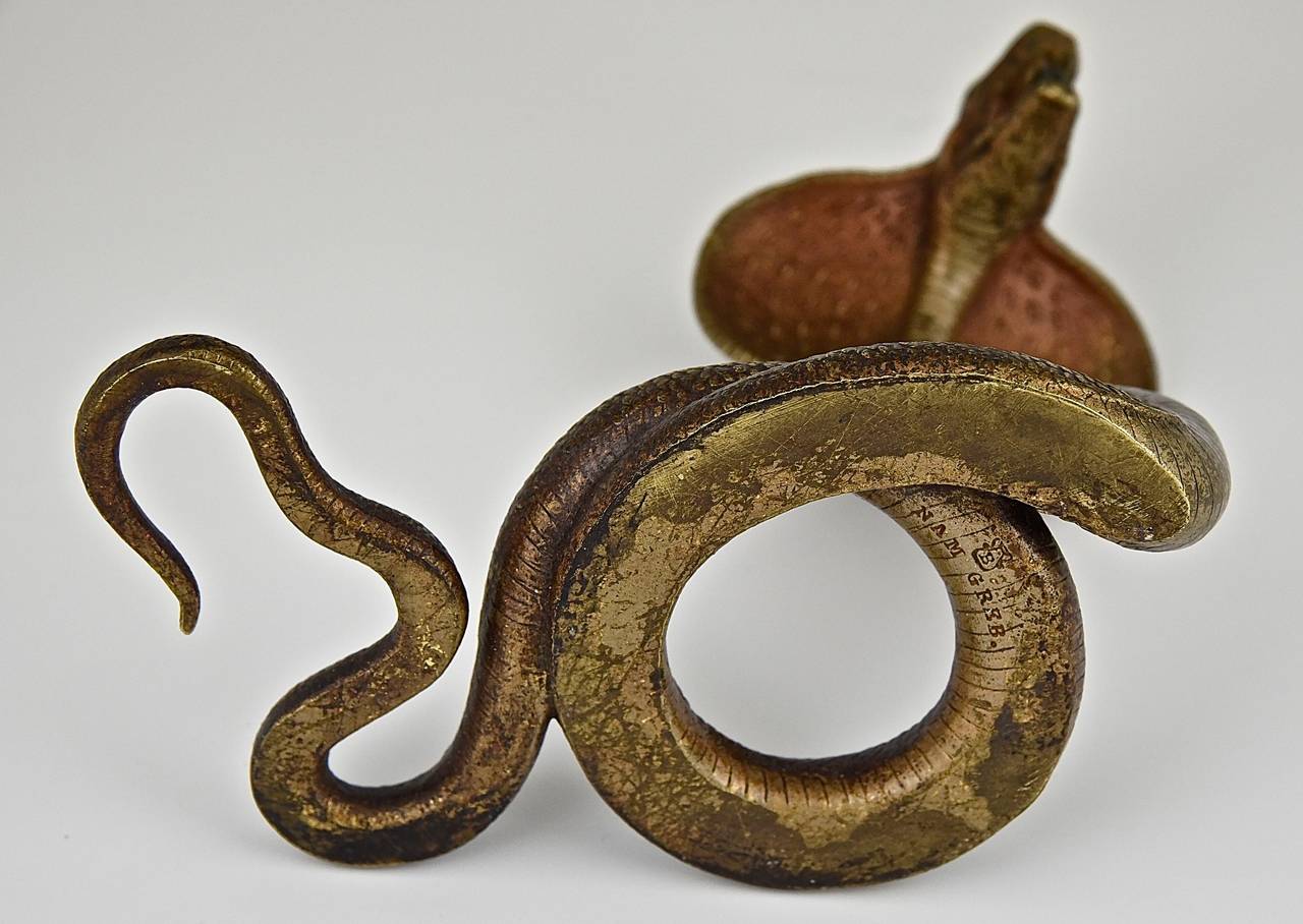 Antique Vienna Bronze Cobra Signed 