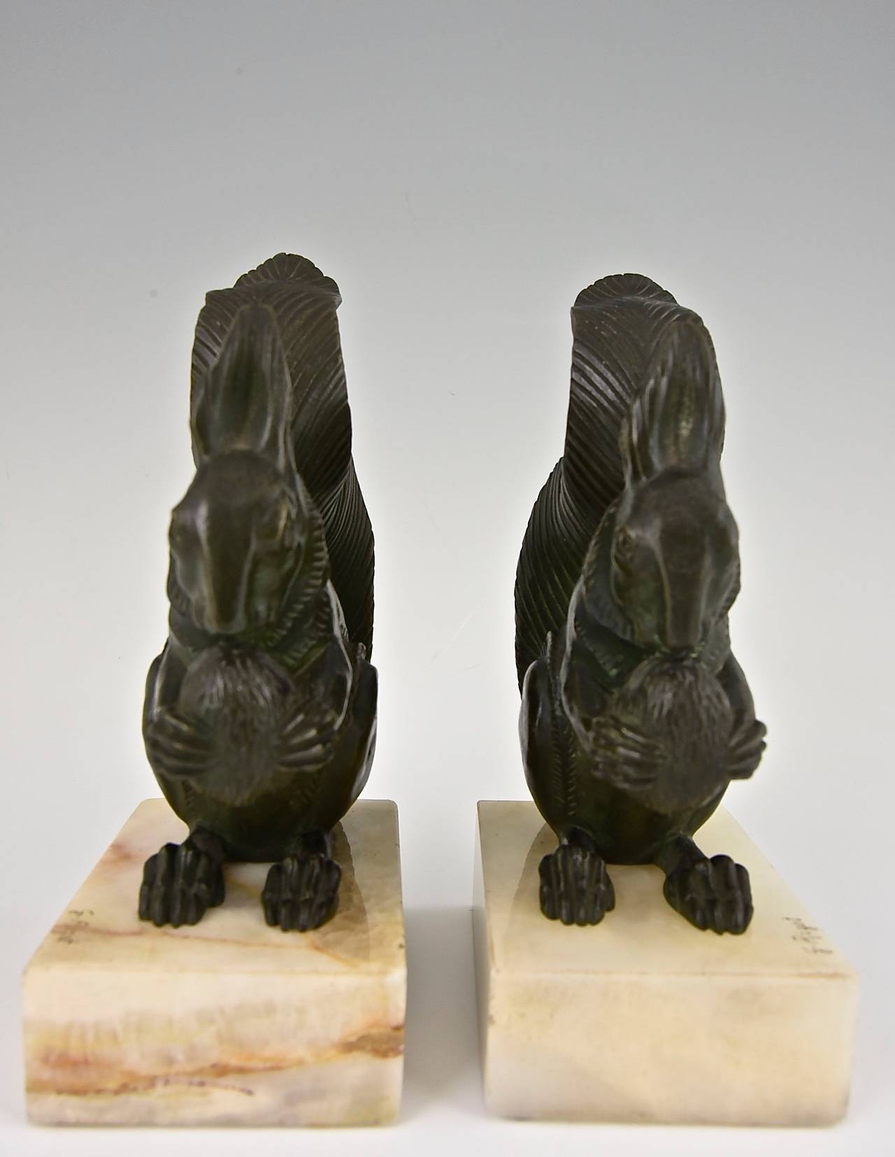 20th Century French Art Deco Bronze Squirrel Bookends by Georges Rigot