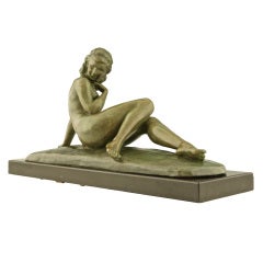Art Deco sculpture of a recling nude by Cipriani 1930