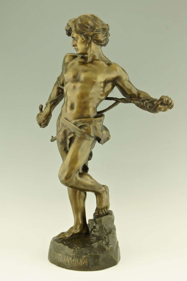 Antique Bronze of a Man by Henri Désiré Gauquié