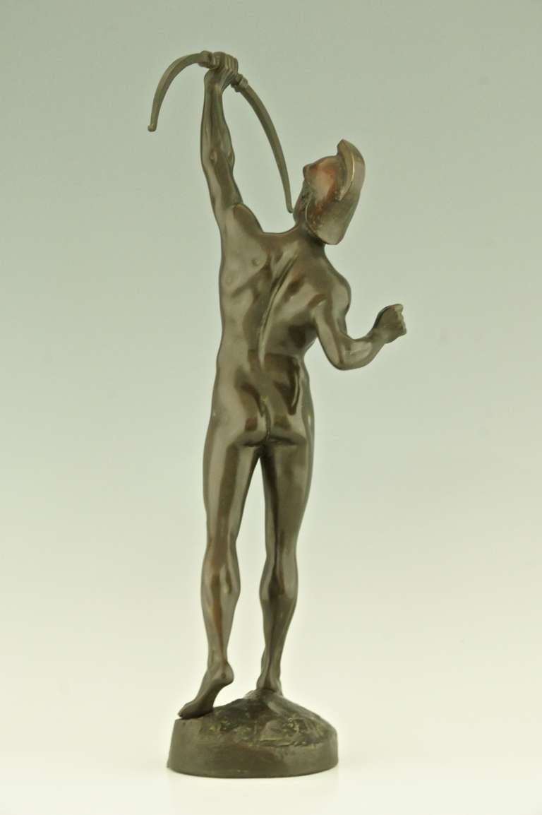 German Antique Bronze of an Archer by Franz Iffland