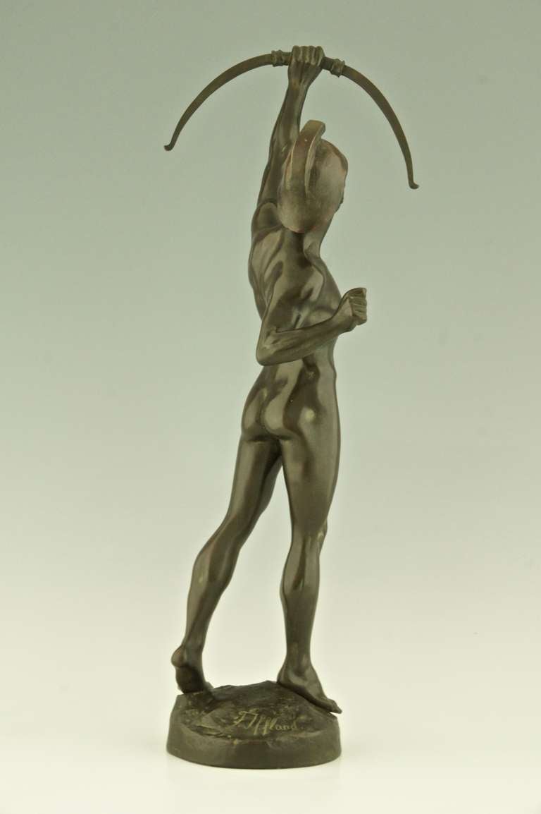 Antique Bronze of an Archer by Franz Iffland In Good Condition In Antwerp, BE