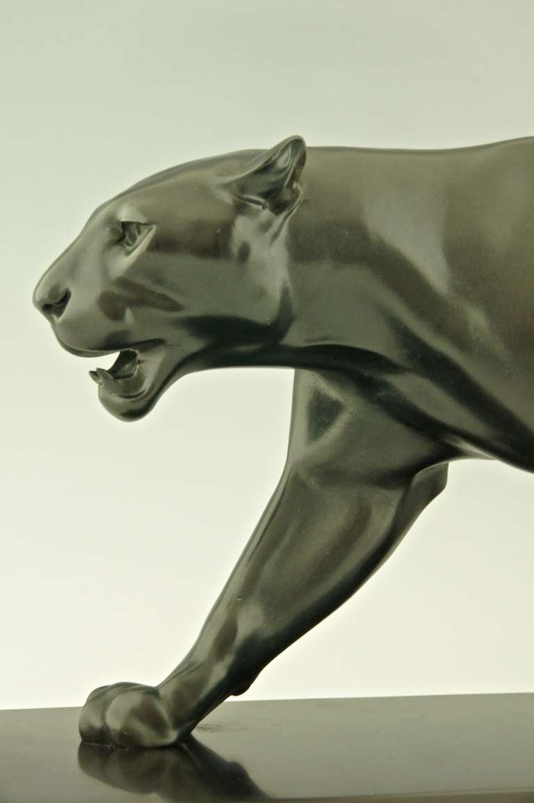 Art Deco sculpture of walking panther by Max Le Verrier.

“Art deco sculpture” by Victor Arwas, Academy.  “Bronzes, sculptors and founders” by H. Berman, Abage.  “Dictionnaire des peintres,sculpteurs,dessinateurs et graveurs” by E. Benezit.