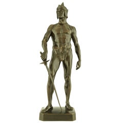 Antique Bronze Sculpture of a German Warrior by Schmidt Felling