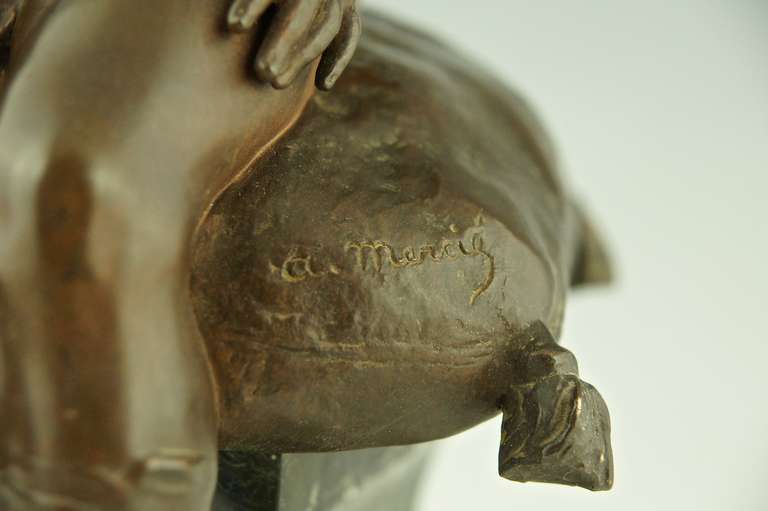 Antique Bronze Sculpture of a Seated Cupid by Antonin Mercie, Siot Foundry, 1880 3