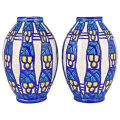 Paar Art-Déco-Vasen von Charles Catteau für Boch Freres:: Belgien 1925