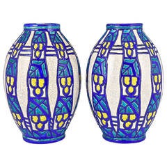 Pair of Art Deco vases by Charles Catteau for Boch Freres, Belgium 1925