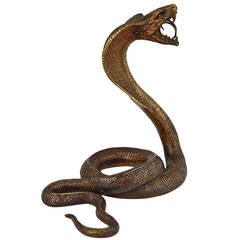 Antique Vienna Bronze Cobra Signed "Nam Greb" by Franz Bergman, 1900
