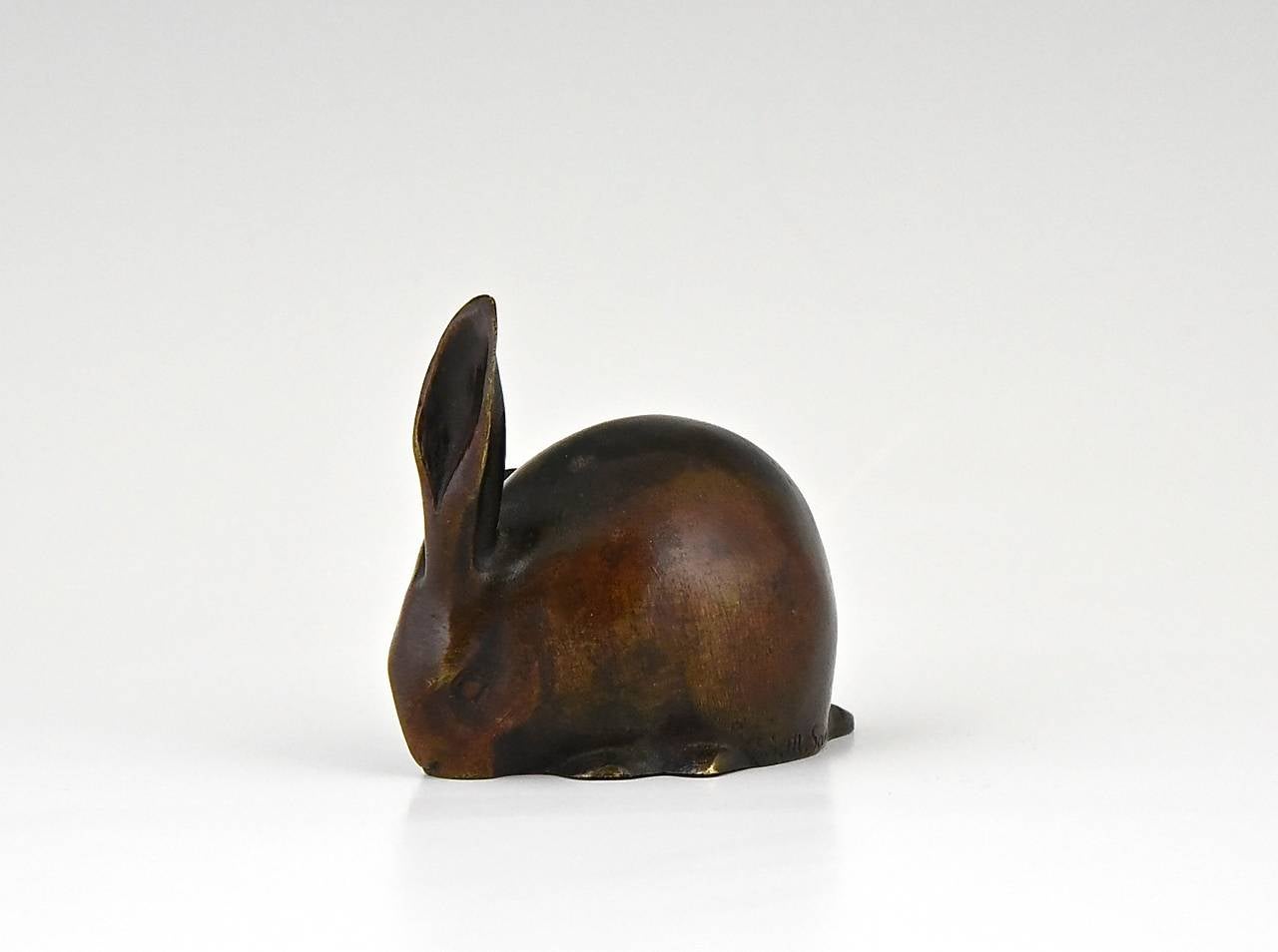 French Art Deco bronze sculpture rabbit by Eduard Marcel Sandoz, Susse Freres 1920