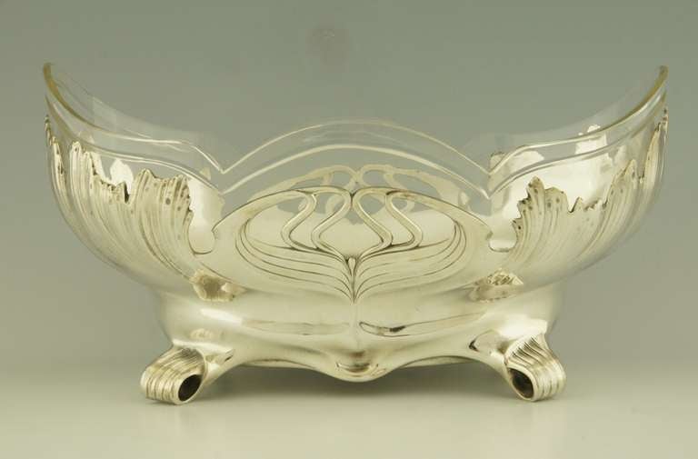 Art Nouveau centerpiece with glass liner by Orivit, 1904.