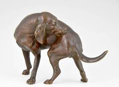 Antique french bronze sculpture of a dog by Victor Chemin, 1880