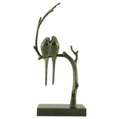 Art Deco bronze sculpture of two birds by Becquerel. Art Deco bronze sculpture of two birds by Becquerel.