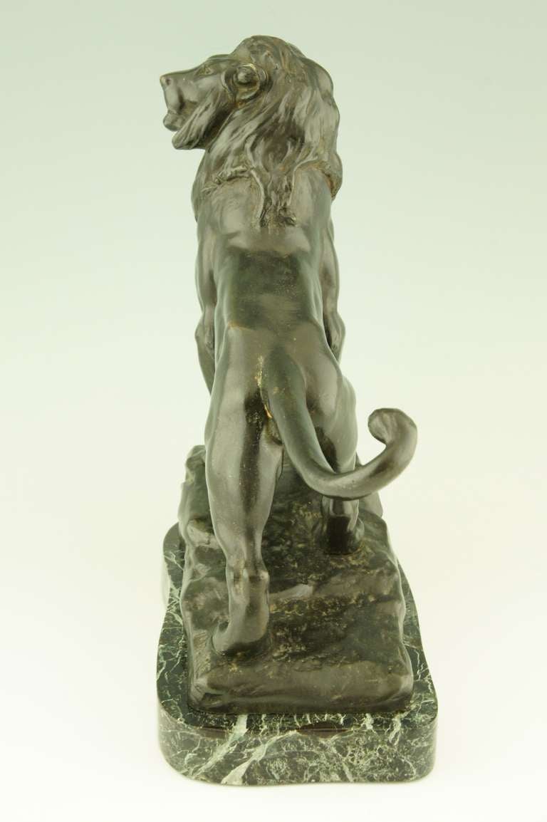 Antique Bronze Lion By Maurice Favre, France 1895.
