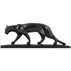 Vintage Art Deco Bronze Sculpture of a Walking Panther Signed by S. Bonome, 1930