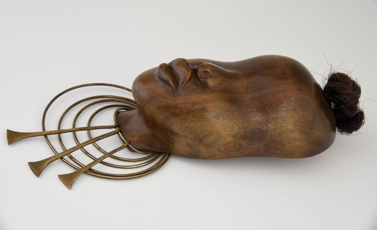 Art Deco  Handmade Wooden Sculpture of a Head of an African Women by Hagenauer