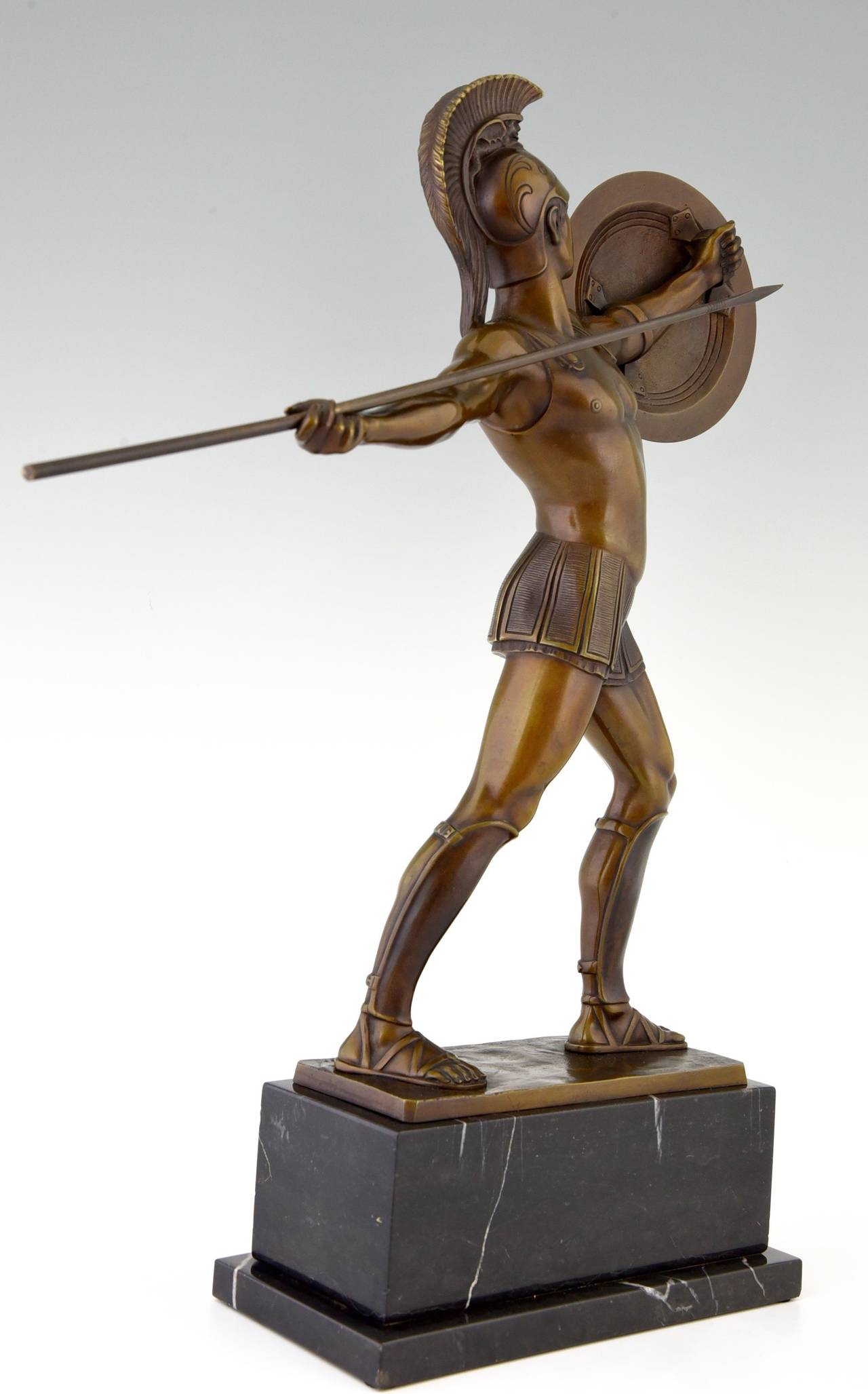 20th Century Antique Bronze Sculpture of a Roman Warrior by H. Rieder, Germany 1920