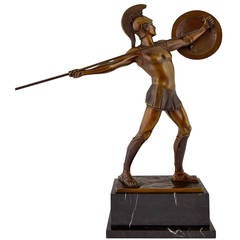 Antique Bronze Sculpture of a Roman Warrior by H. Rieder, Germany 1920