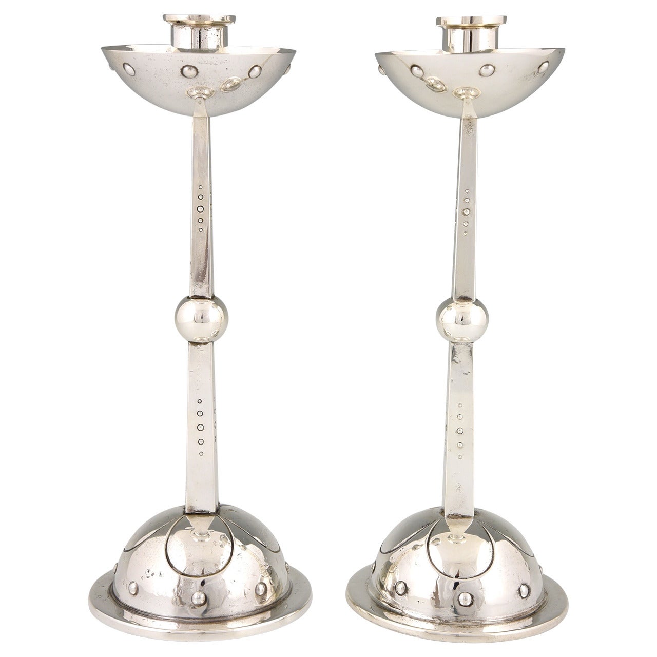 Pair of Art Nouveau Silver Plated WMF Candlesticks, Germany 1910