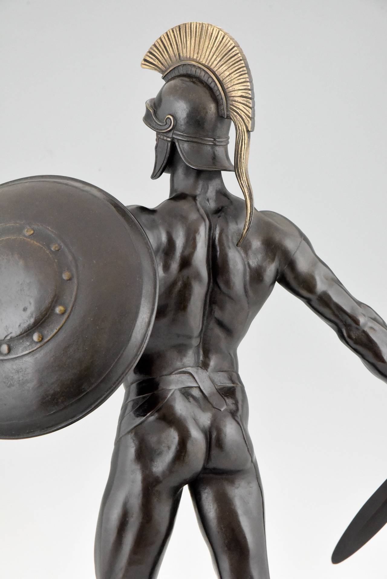 20th Century Art Deco Bronze Sculpture of a Male Nude with Sword by Kowalczewski, 1924