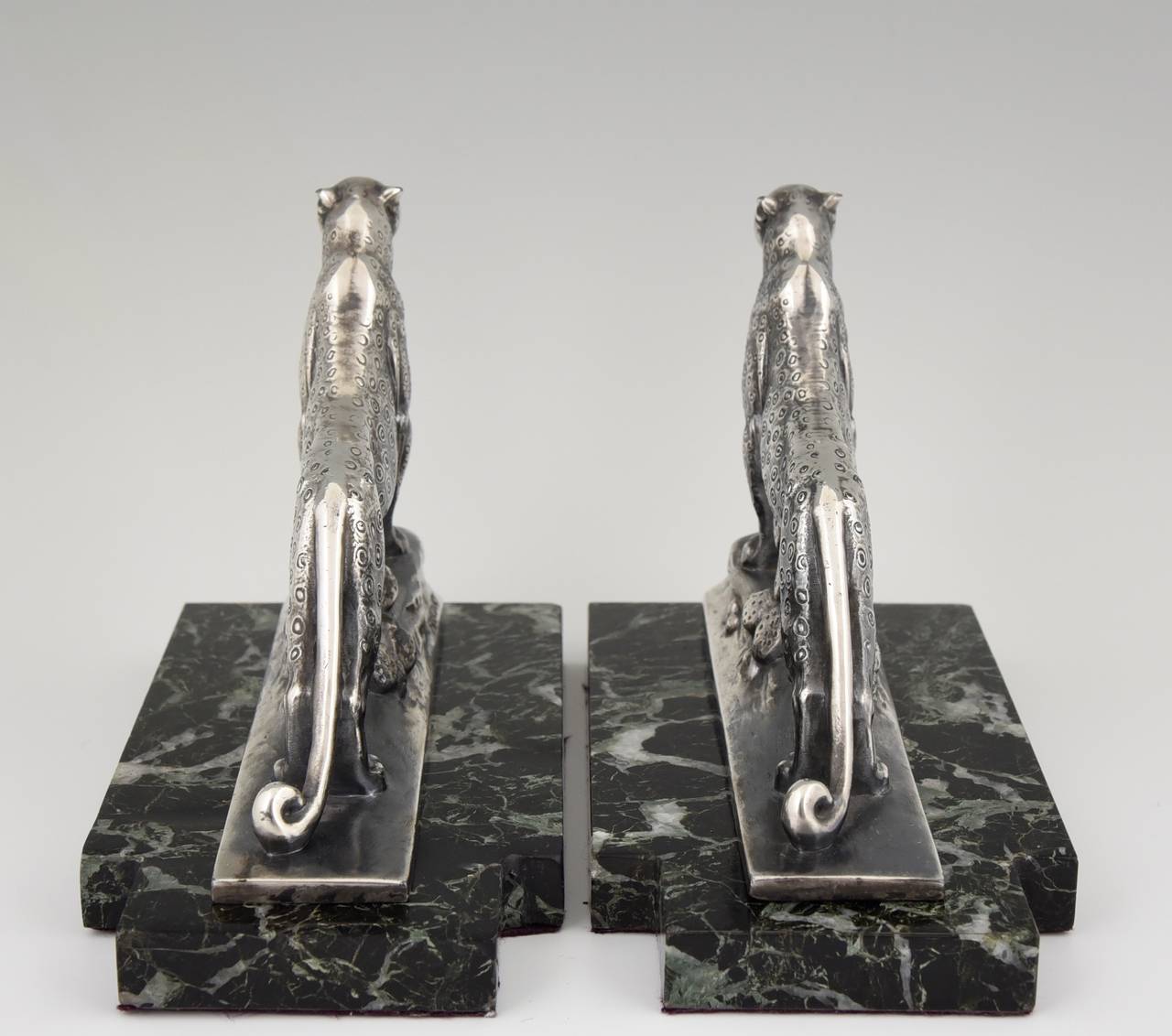 Pair of Art Deco Silvered Bookends by M. Frecourt, 1930 1