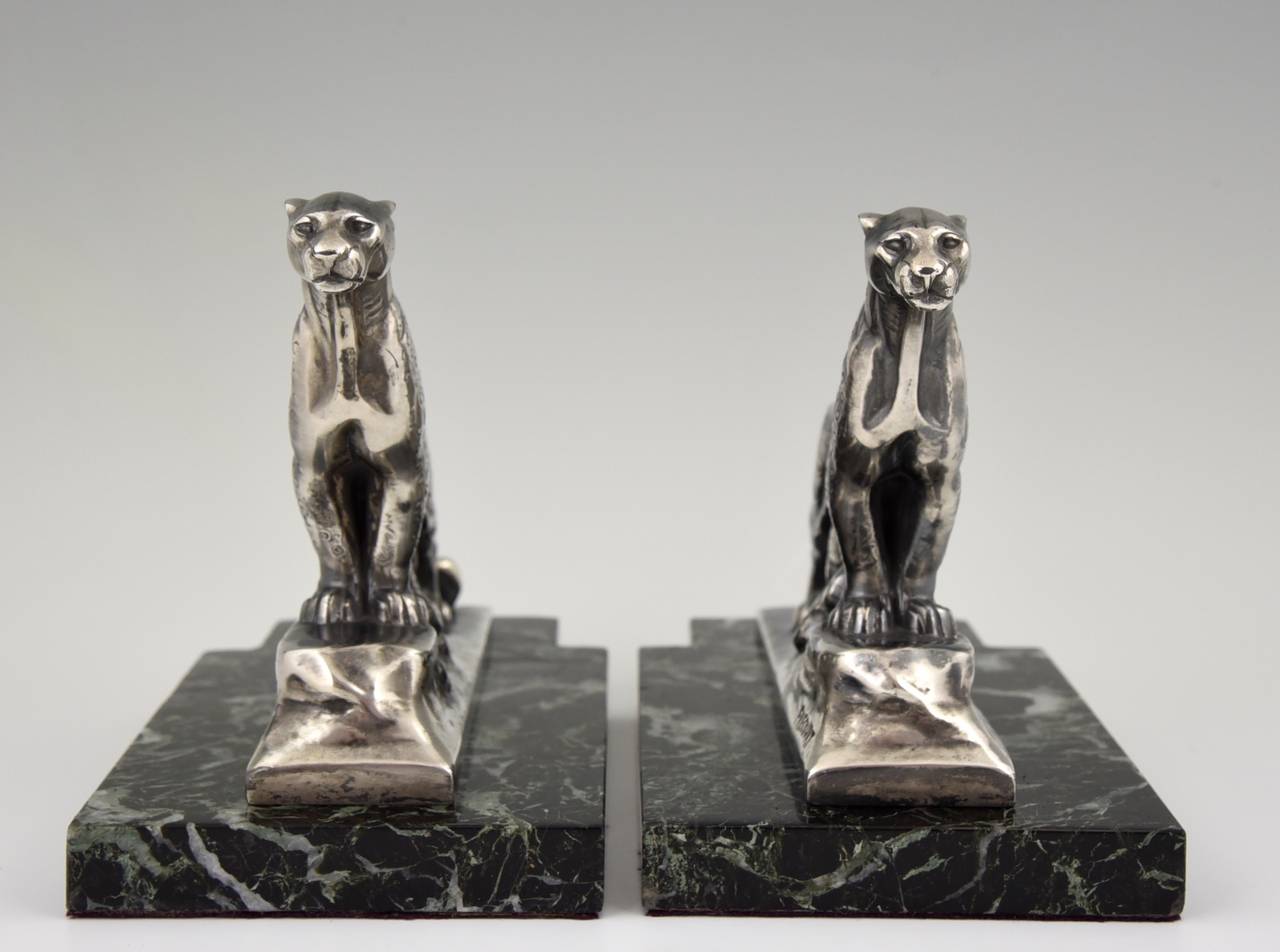 Pair of Art Deco Silvered Bookends by M. Frecourt, 1930 3