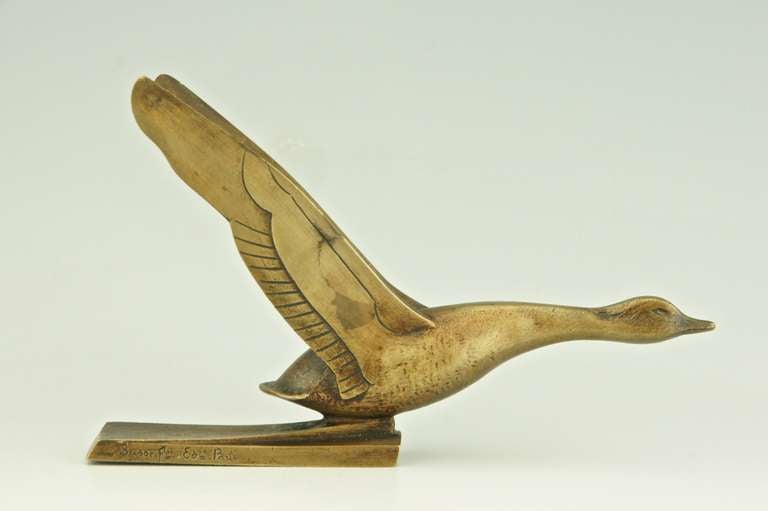 Art Deco Bronze of a Flying Duck by Andre Vincent Becquerel 4