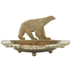 Art Deco Wrought Iron Ashtray with Polar Bear by Edgar Brandt