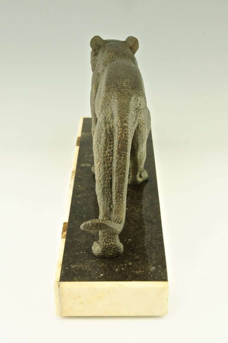 Art Deco Panther by Rulas on a Marble Base, France 1925 2