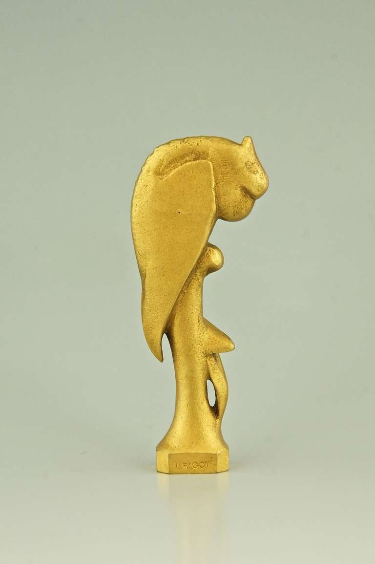 Ormolu Art Deco gilt bronze desk set with parrots by L. Rigot.