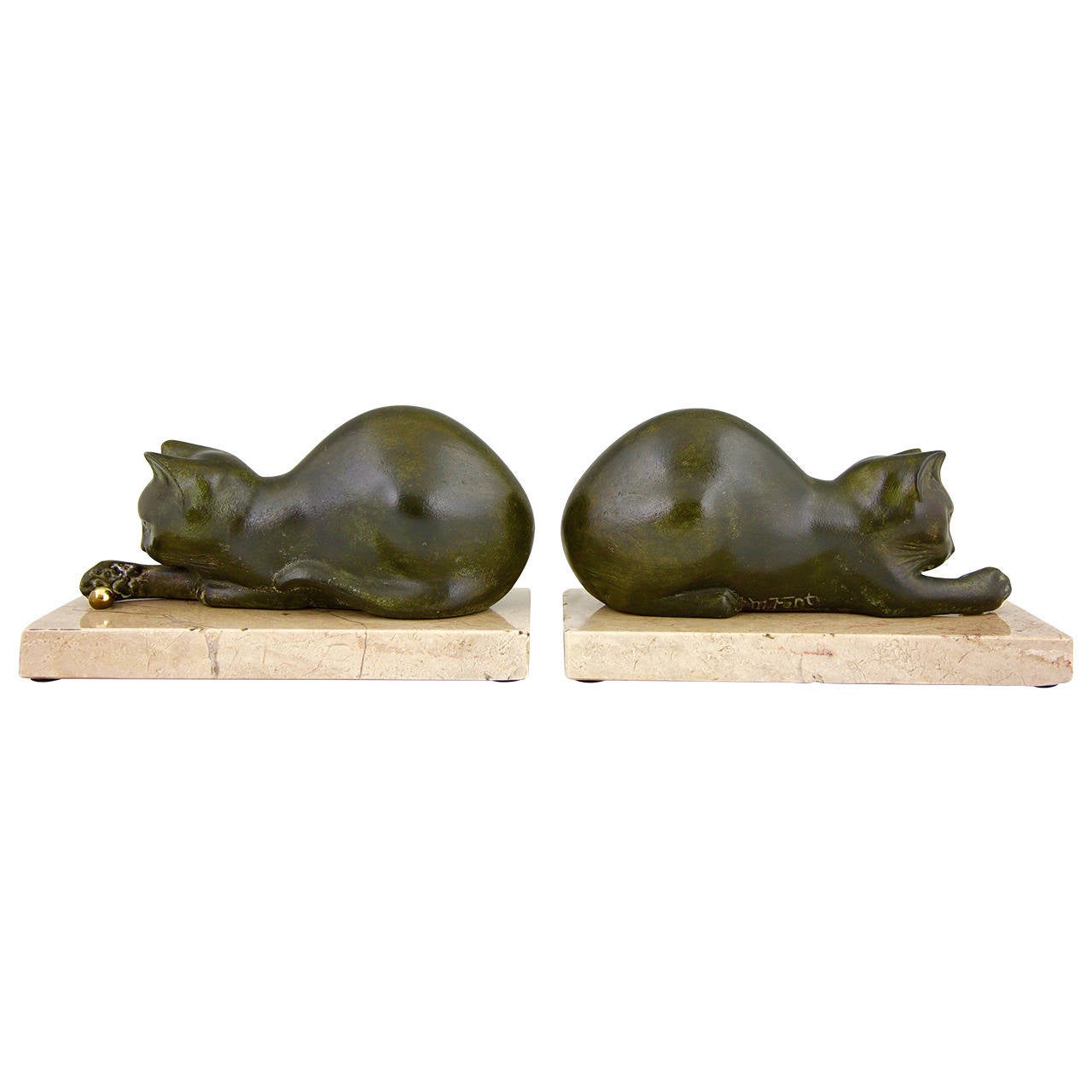 Pair of Art Deco Cat Bookends by M. Font, 1935 at 1stdibs