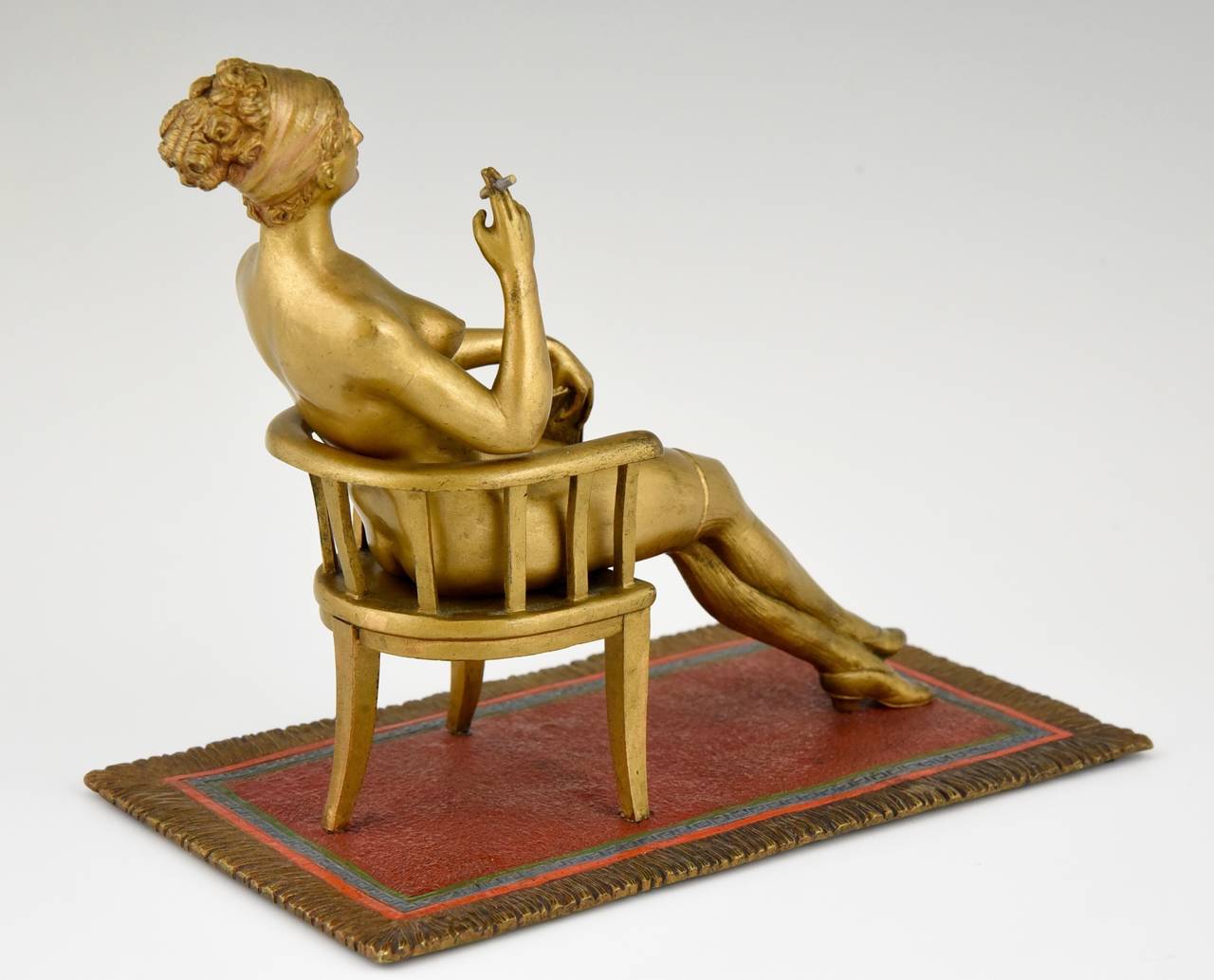 Erotic Cold Painted Vienna Bronze sculpture of a Nude in a Chair 1900 2