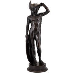 Antique Bronze Sculpture of a Male Nude by Alfred Raum, Rome, 1903