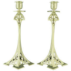 Paar versilberte Jugendstil-Kerzenleuchter von WMF:: 1906