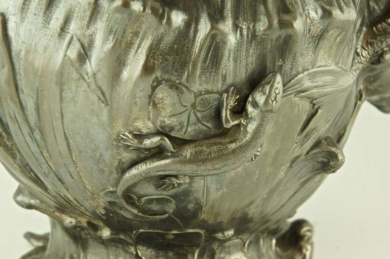 German Art Nouveau flower pot with a mermaid designed by Albert Mayer for WMF, 1898.